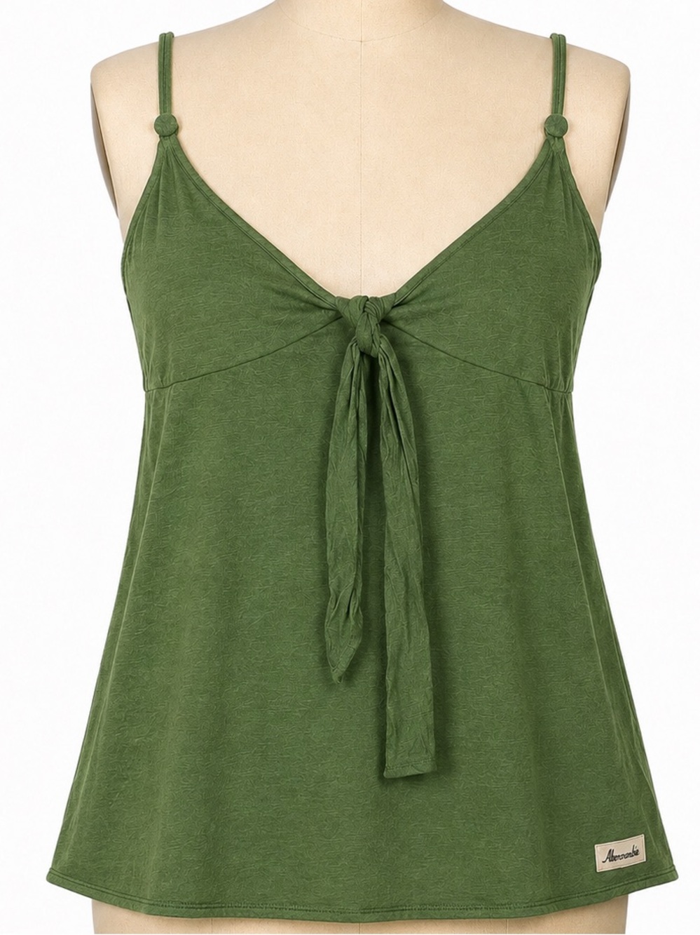 Vintage Y2K Abercrombie & Fitch Silk Blend Tie Front Cami Top Sage Green S or XS